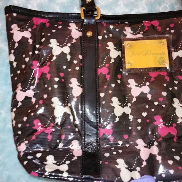 Jesus Diamante Poodle Print Hime Gyaru Gal Style Large Black Tote Bag Rare Y2K - Picture 5 of 12